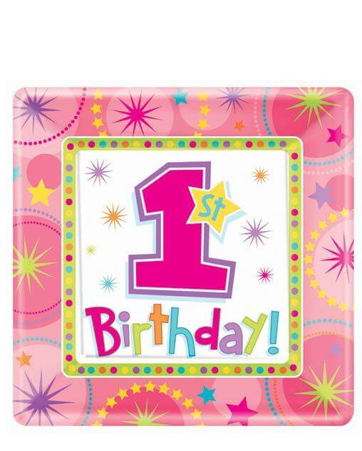 10" Square Plate One-derful Birthday Girl