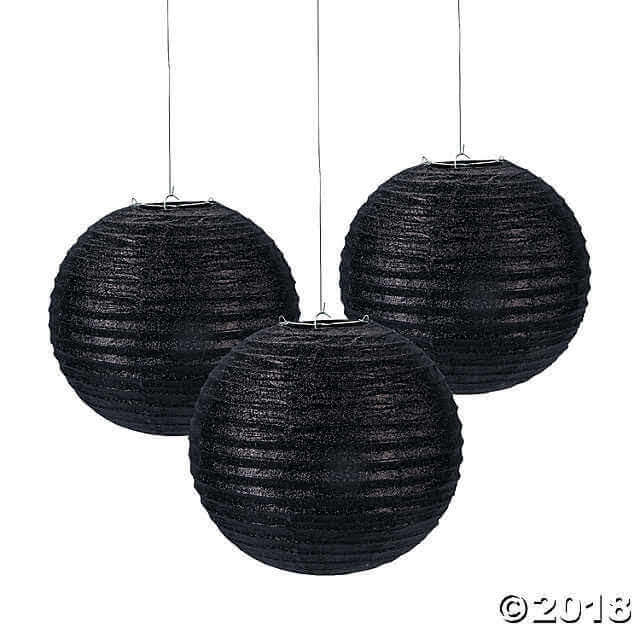 Black Glitter Lanterns 12"