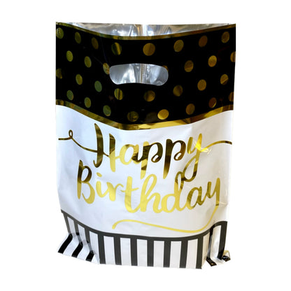 Happy Birthday Black & Golden Polka Dot Aluminium