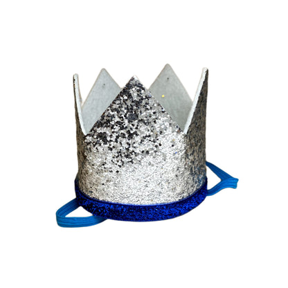 Kids Crown Silver Cap w/Pull Elastic &amp; Customisable