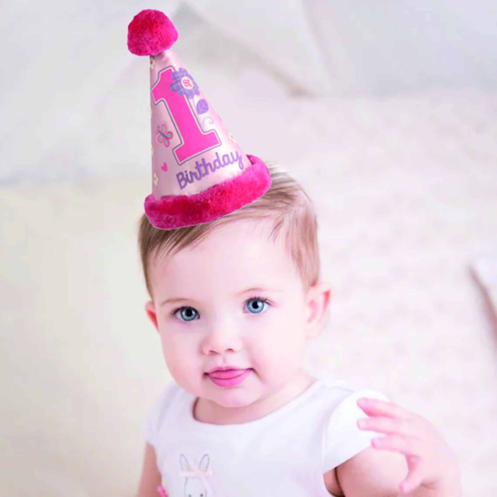 1st B'day Girl Cone Faux Hat