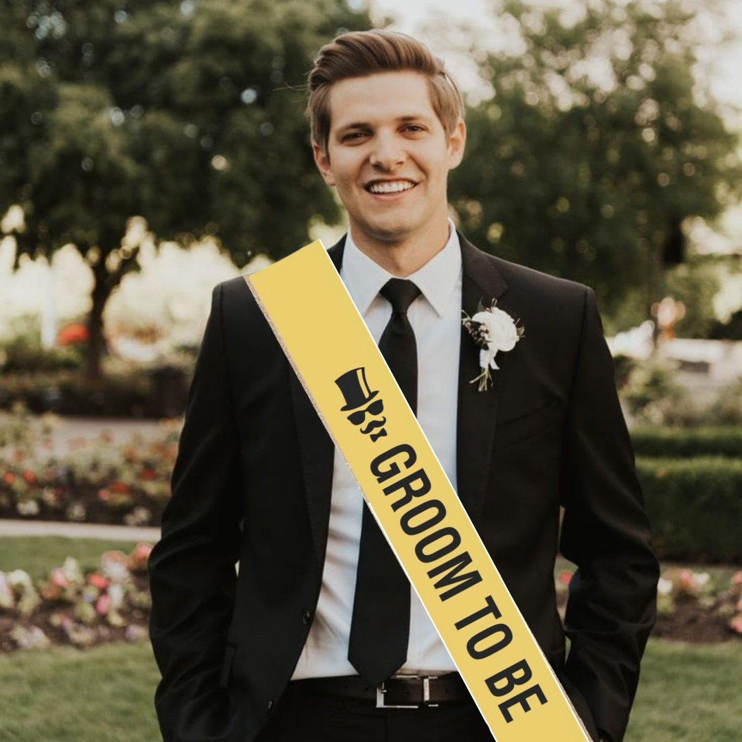 Groom To Be Sash Black &amp; Gold