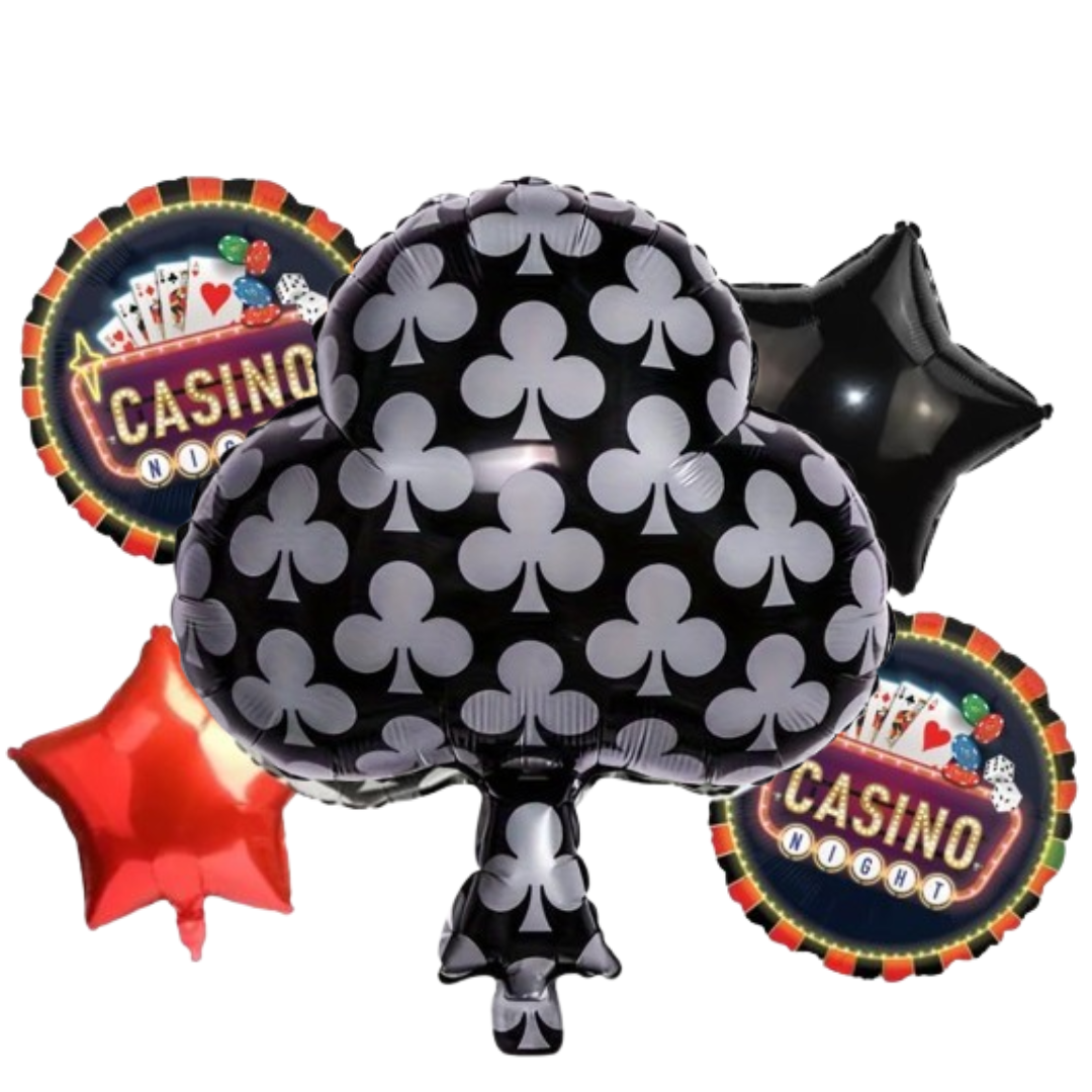 Black Club Card Party Balloon -5Pc