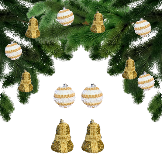 Rustic Balls and Bells Tree Decoration Kit - Set of 4 PC