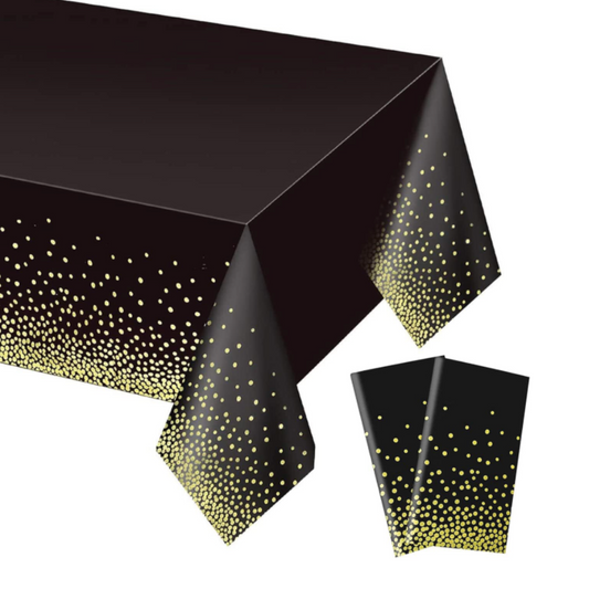 Black Tablecover with Golden Polka Dot 54inx72in - 1PC