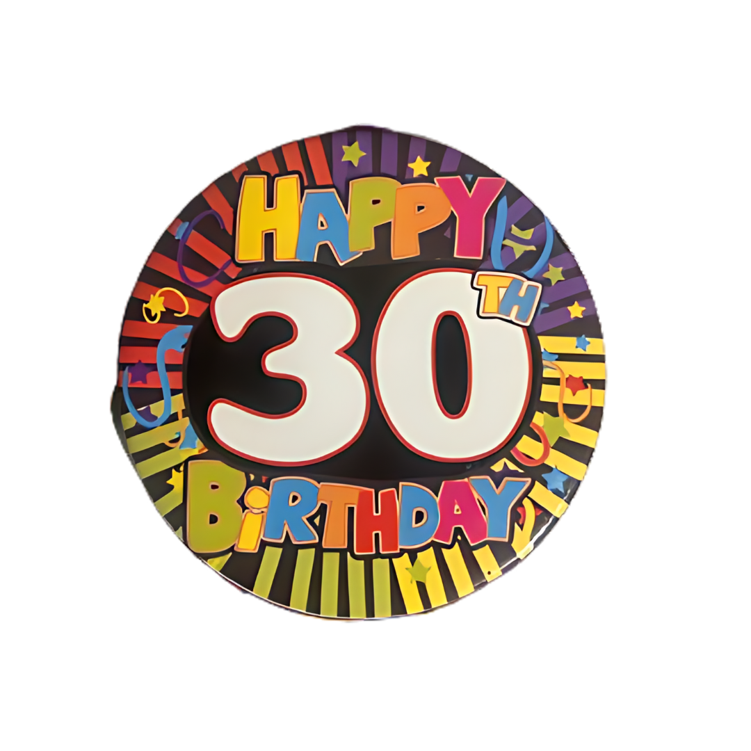 30th Birthday Badges - Pack of 6