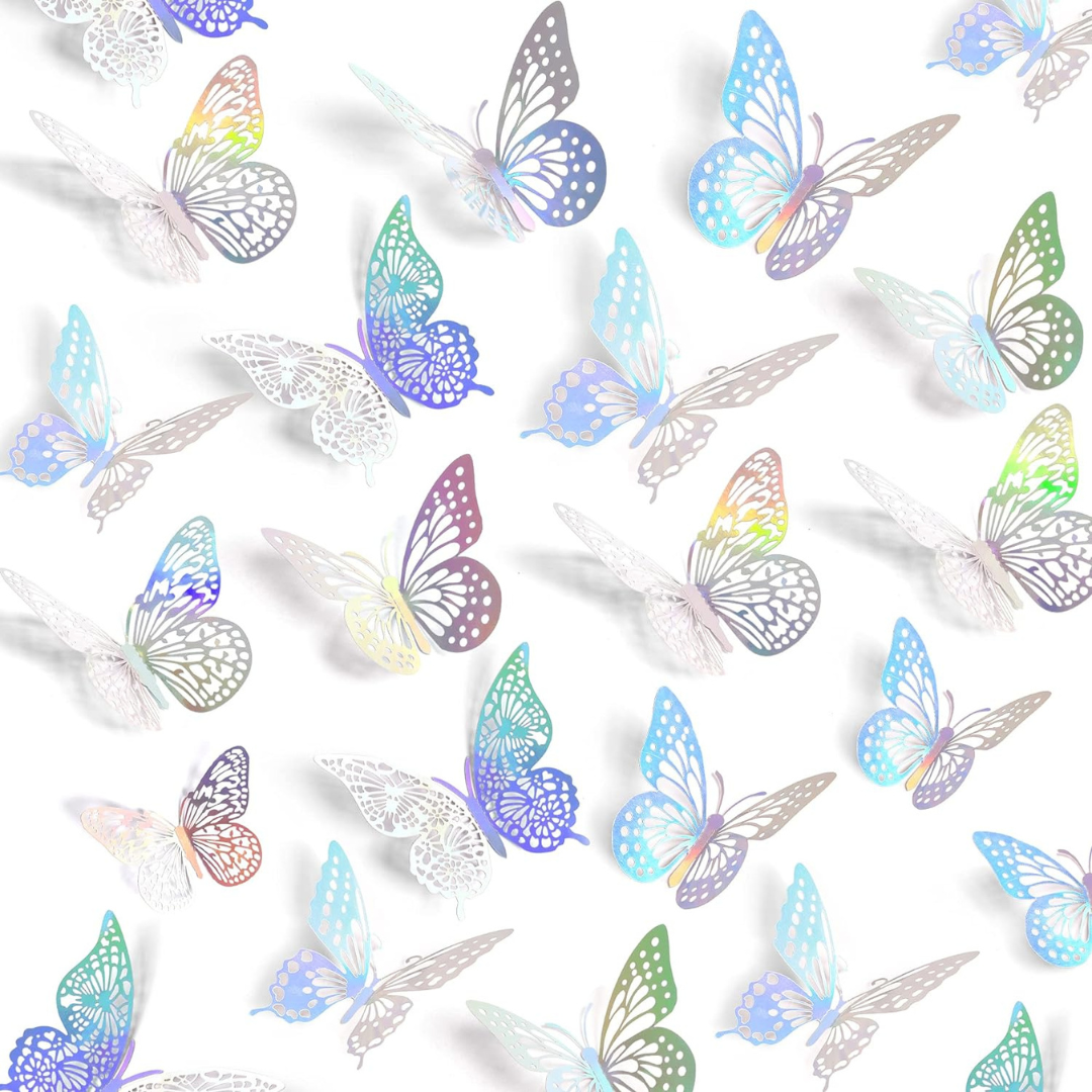 Iridescent Butterfly w/Stickers - 12 PC