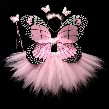 Butterfly Wings with Tutu, Headband &amp; Wand Set