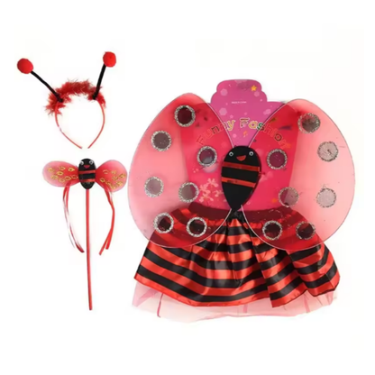 Lil Red Ladybug Wings, Skirt, Wand and Headband Set