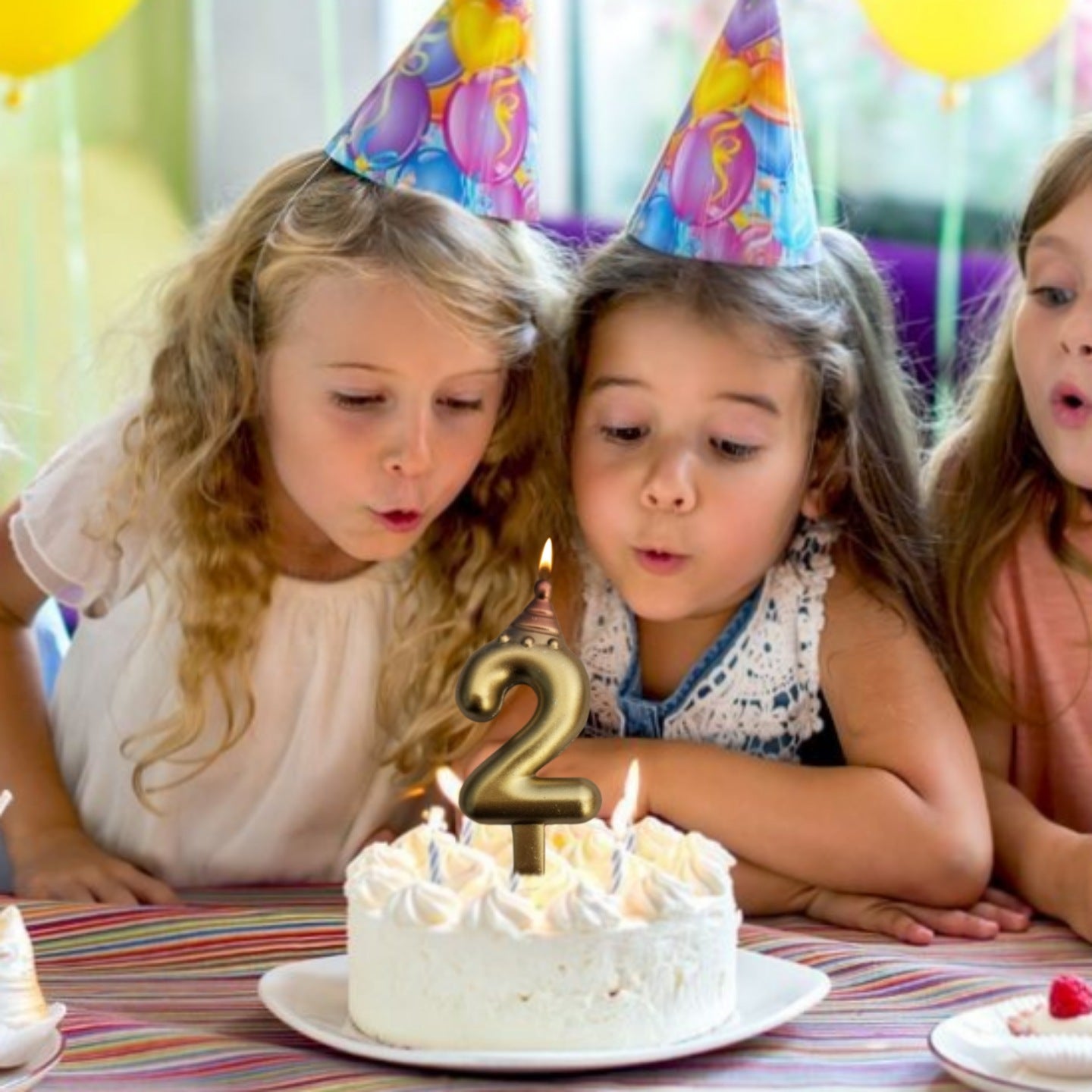 Golden Numerical Candle 2 with Pink Hat