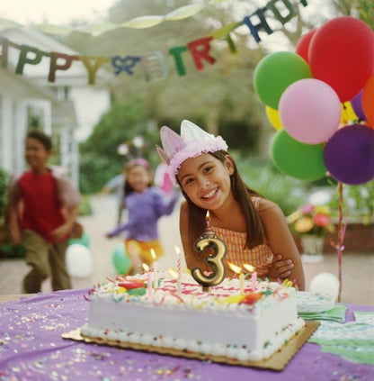 Golden Numerical Candle 3 with Pink Hat