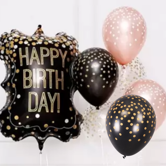 Happy Birthday Balloon with Polka Dot Latex - 7PC