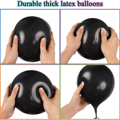 Metallic Black Latex Balloons-10 PC