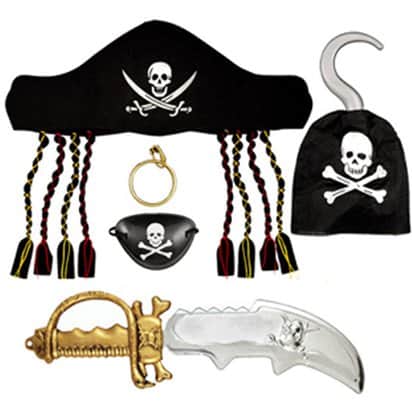 Pirate Set w/Dagger, Eye Mask, Hook