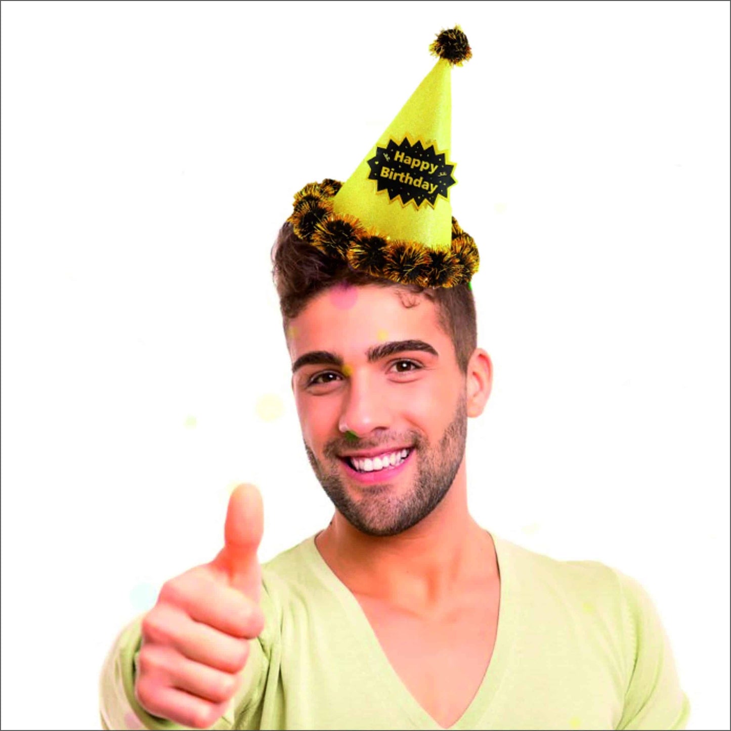 Happy Birthday Pom Pom Hat Gold