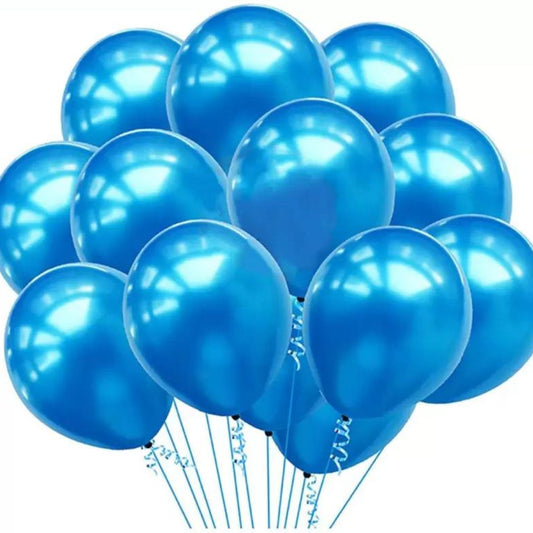 Metallic Light Blue Latex Balloons 12"- 10 PC