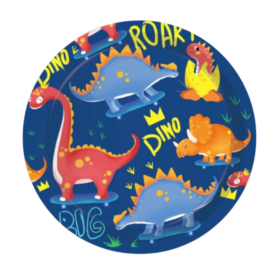 Dinosaur Theme Paper Plates  9"-Pack of 8