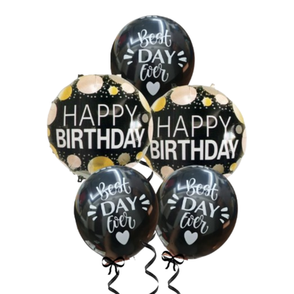 Best Day Ever Happy Birthday Black &amp; White Balloon Set - 5PC