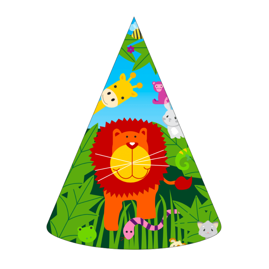 Jungle Animal Party Hats - 8PC