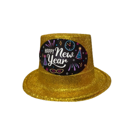 Happy New Year Glitter Hat Gold