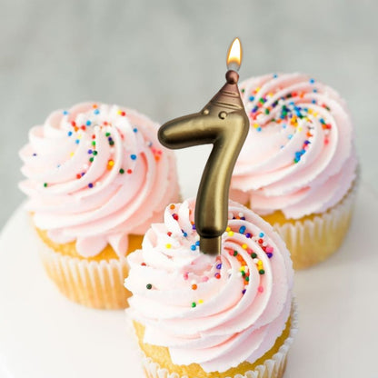 Golden Numerical Candles with Pink Hat