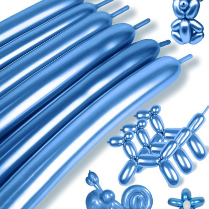 Chrome Blue Metallic Twisty Balloons - 10PC