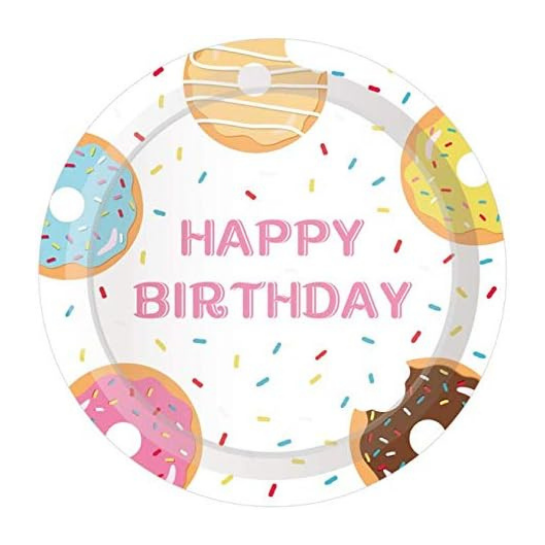 Happy Birthday Donut Paper Plates 9"-Pack of 8