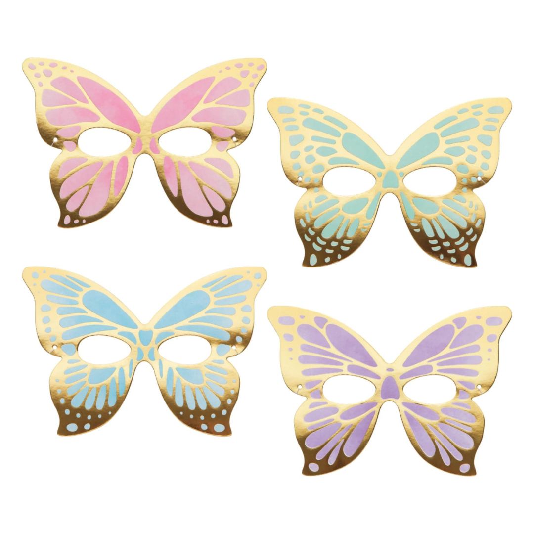 Shimmery Metallic Butterfly Paper Mask - 8PC