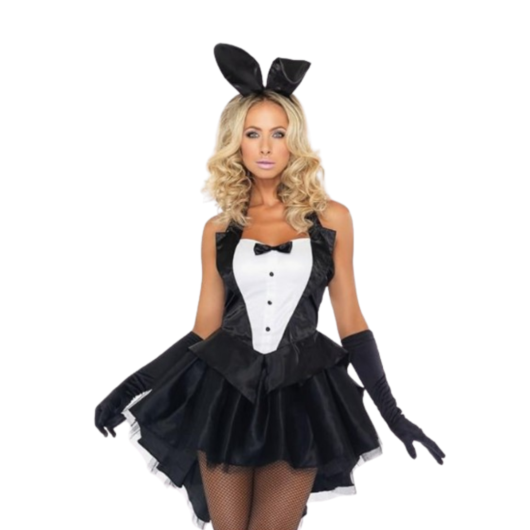 Adult Sexy Bunny Costume with Bunny Ears and Gloves