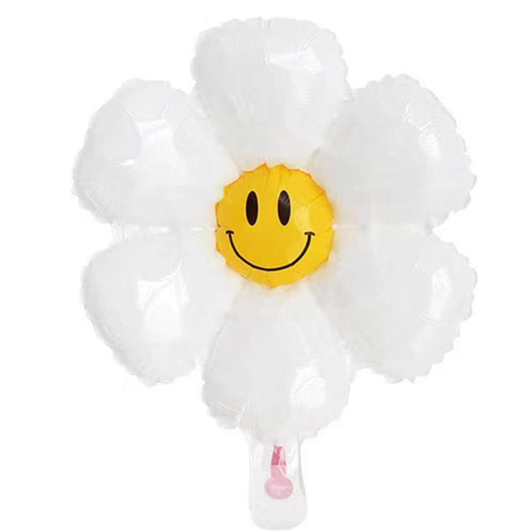 Smiley Flower Balloon White - 18 inch