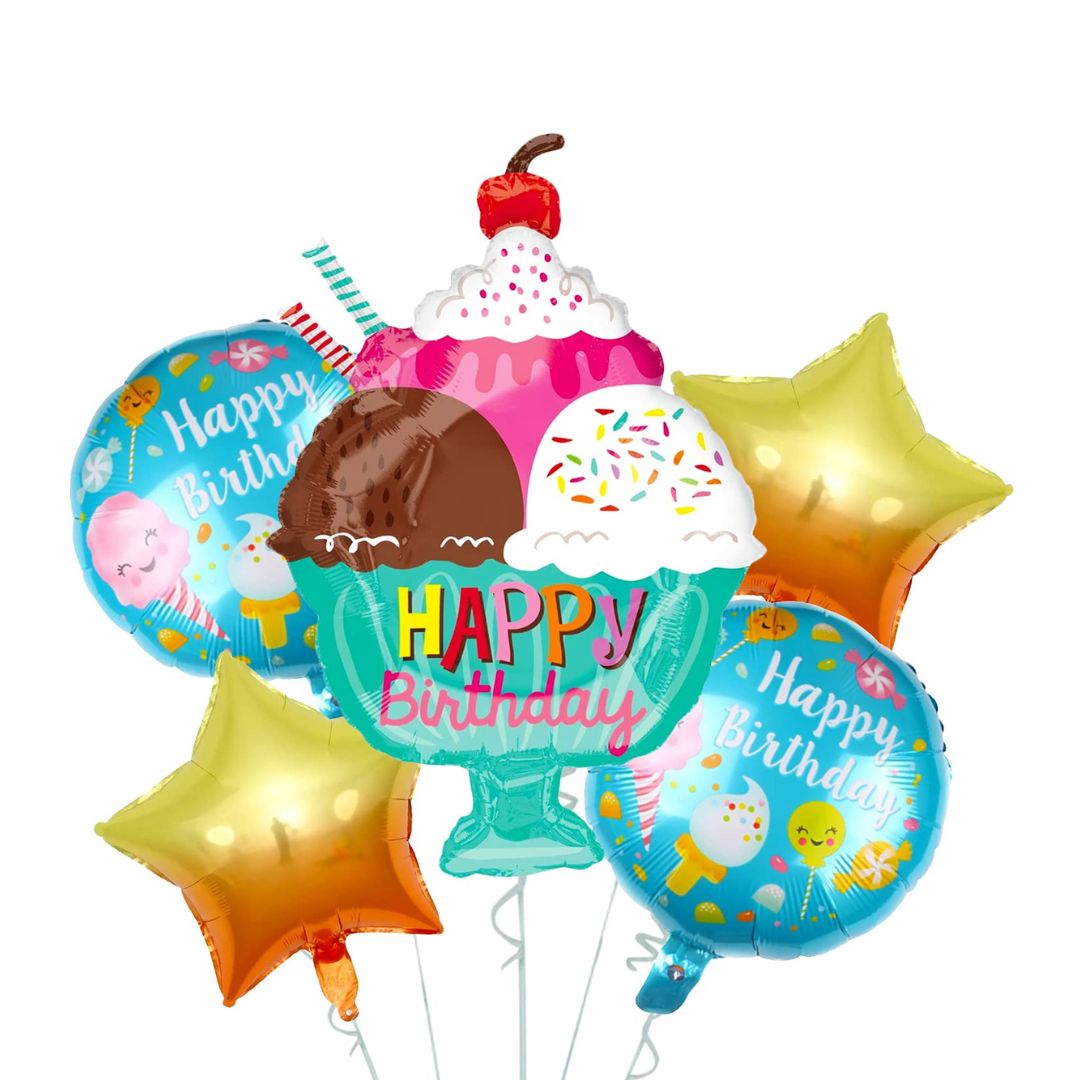 Cup Cake HBD Foil Balloon Set Of 5