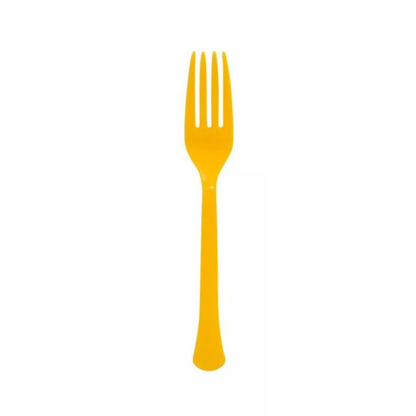 Yellow Premium Plastic Forks for Fruits or Noodles - 20PC