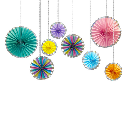 Multicolor Pastel Paper Fans - 8PC