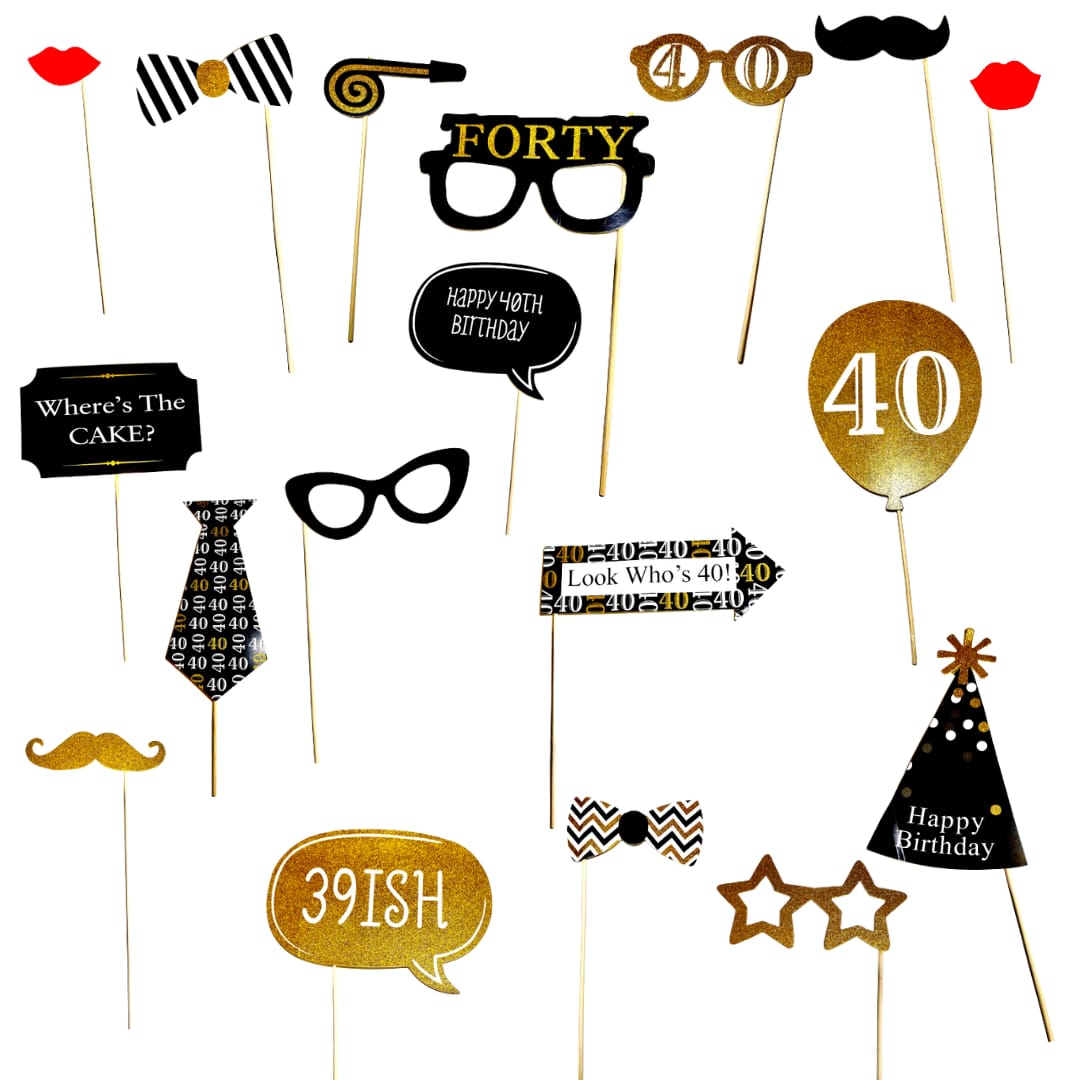 40th Birthday Photo Props - 20PC