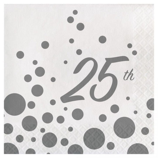 25th Anniversary Sparkle Shine Paper Napkins - 16PC