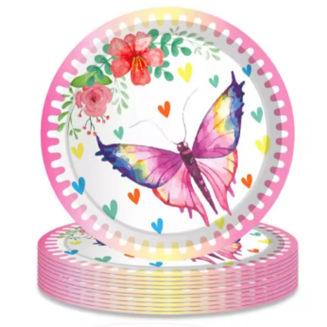 Butterfly Theme Paper Plates-Pack of 8  7"