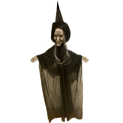 Light Up Old Black Witch Hanging Decoration - 4FT