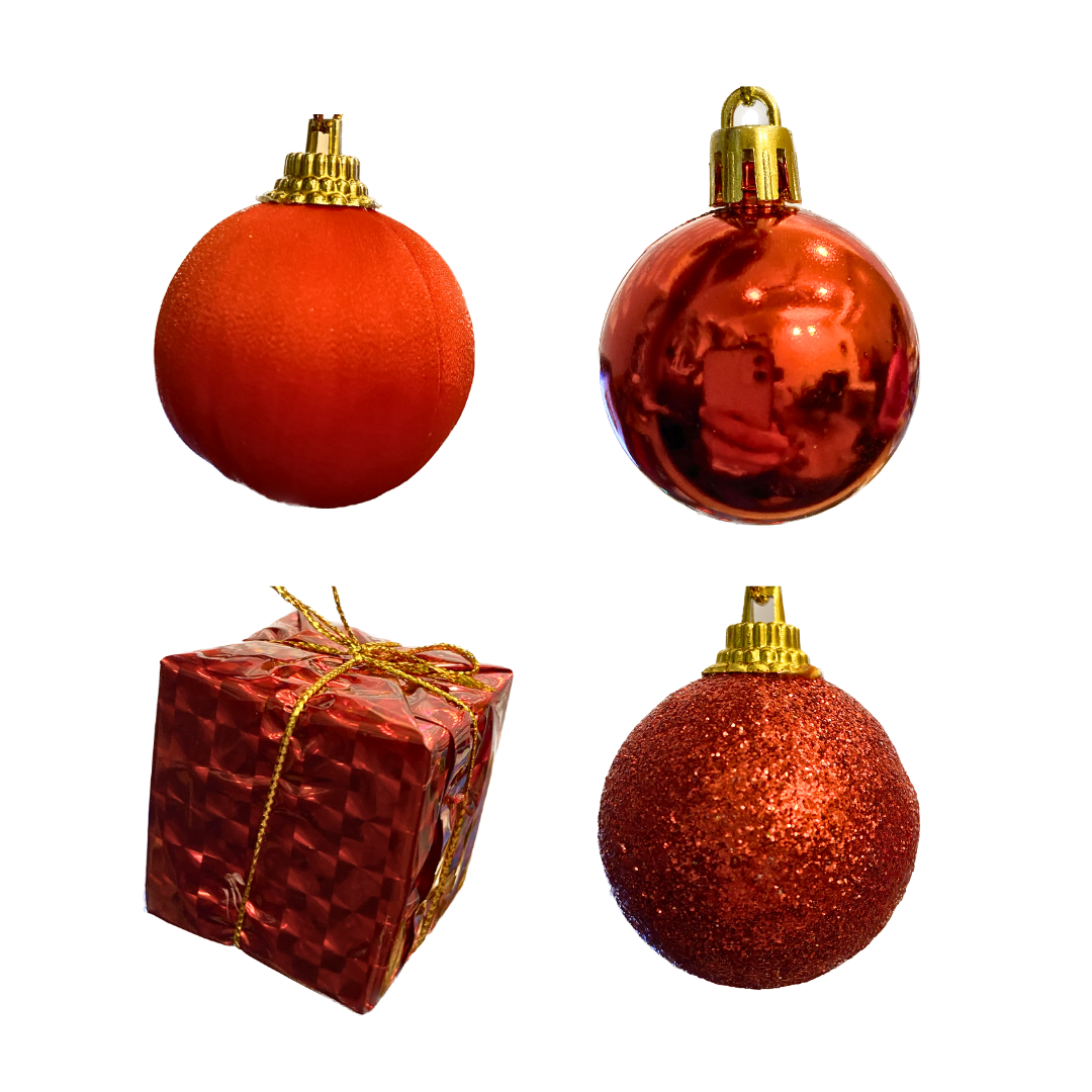 Christmas Tree Ornaments - House of Red Balls & Gifts - Set of 12 PC