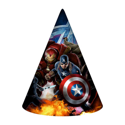 Avenger Theme Birthday Paper Caps/Hats  - 8PC