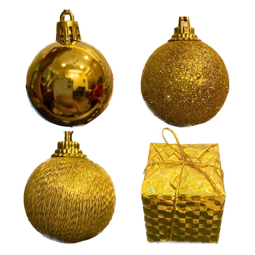 Christmas Tree Ornaments - House of Golden Balls &amp; Gifts - Set of 12 PC