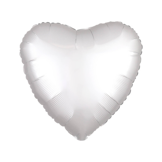 18" Matte Satin White Heart Balloon S15