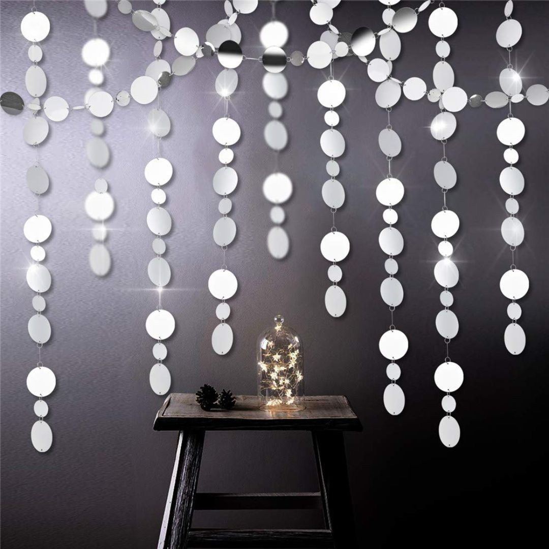 Metallic Foil Circle Silver Garland - 7FT Approx.