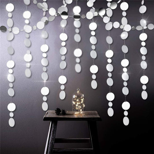 Metallic Foil Circle Silver Garland - 7FT Approx.