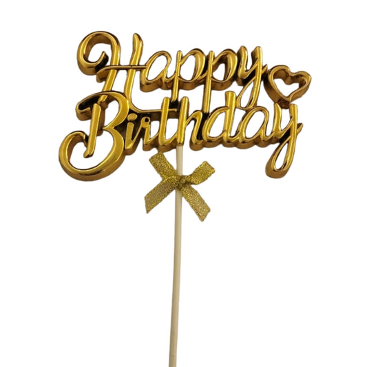 Happy Birthday Cake Topper Gold