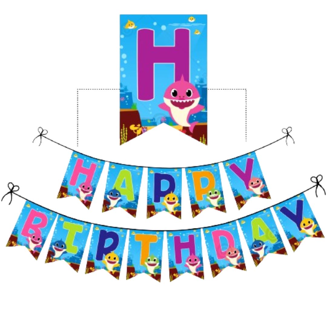 Baby Shark Theme Birthday Banner - Over 9FT