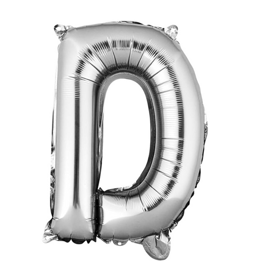 16 Letter D Silver Balloons