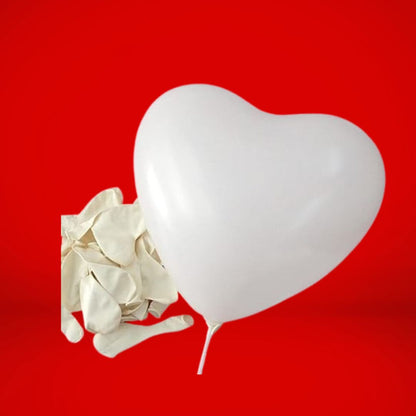 Helium Quality Heart Shape White Latex Balloon 15" - Pack of 6