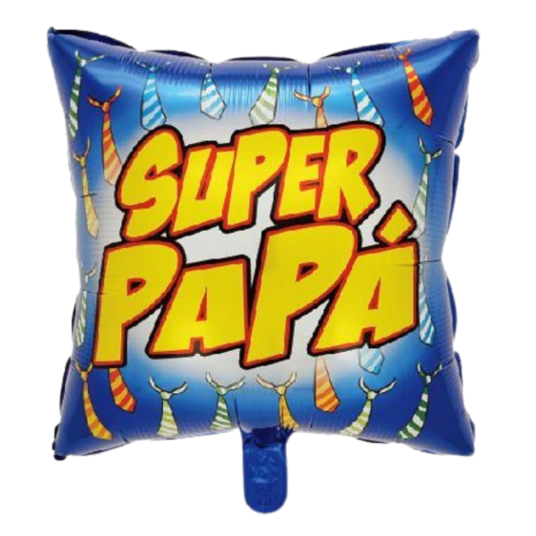 18" Square Colorful Super Papa Balloon