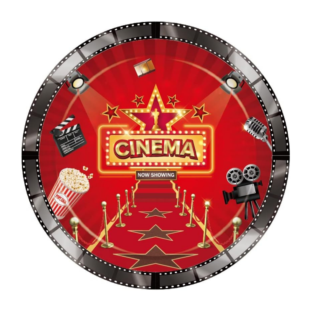 Cinema Theme Paper Plates  9"- Pack of 8, For Movie night