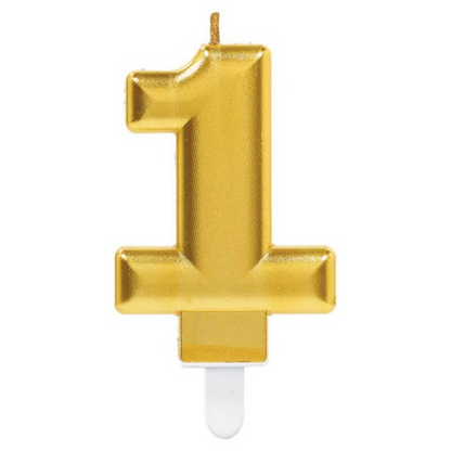 Golden Numerical Candle No. 1 - 3"